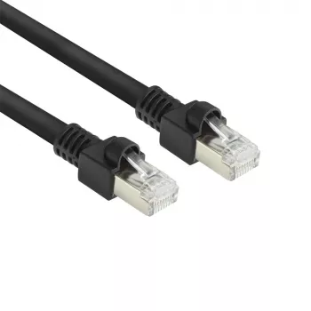 ACT čierny 10 metrov S/FTP CAT7 PUR flex patch kábel, ochrana západky, s RJ45 konektormi (CAT6A-konformný)
