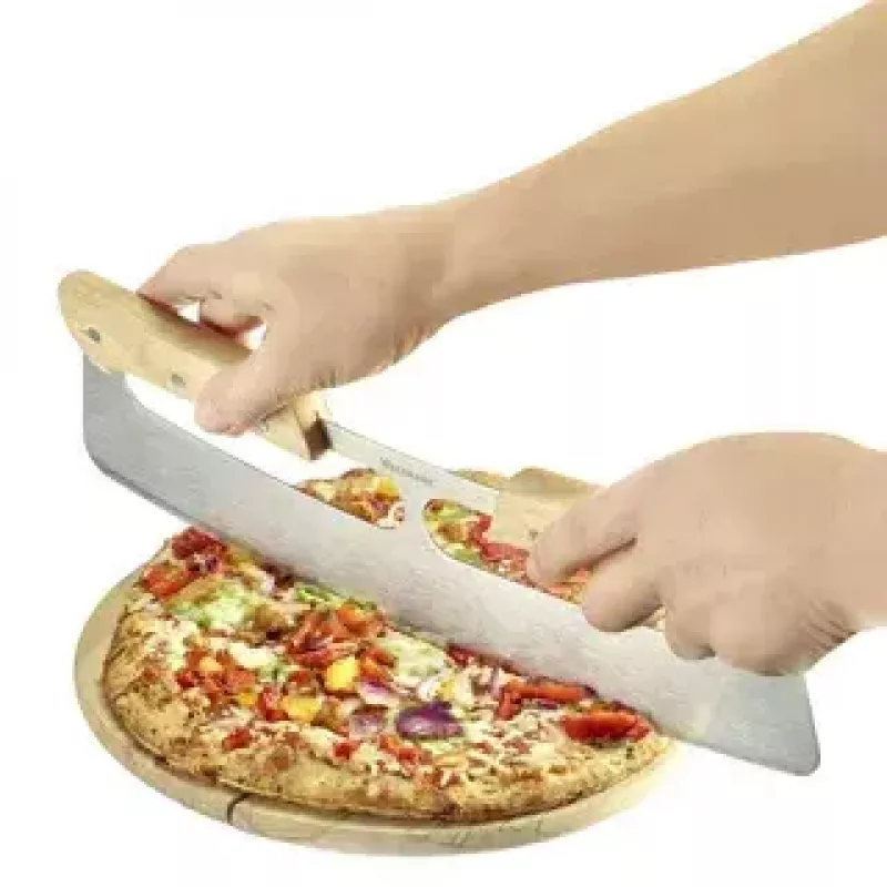 Westmark Pro krájač na pizzu, nerezová oceľ, drevená rukoväť, strieborná/hnedá
