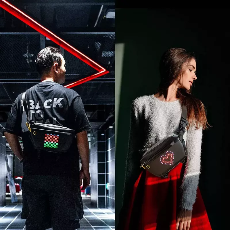 Cez rameno taška Divoom Pixoo čierna unisex 340x90x150 mm LED displej