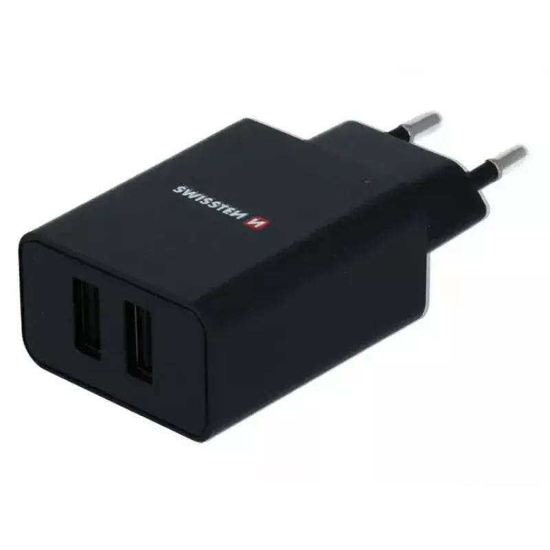Swissten 22033000 cestovná nabíjačka Smart IC, 2x USB, 2,1 A, čierna