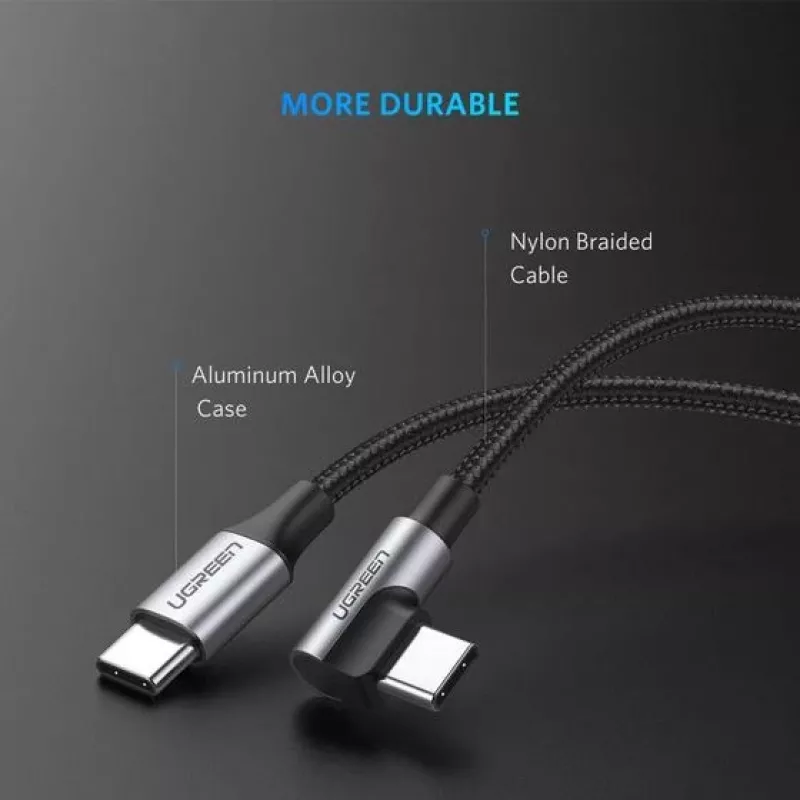 Ugreen 50123 USB kábel USB 2.0 1 m USB-C čierny, strieborný
