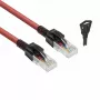 ACT červený 2 metre U/UTP CAT6A LSZH uzamykateľný patch kábel bez zaistenia s RJ45 konektormi