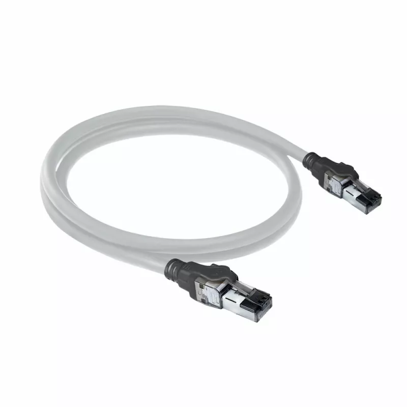 ACT sivý 2 metre S/FTP CAT6A IDC 4PPoE / PoE++ 100W LSZH patch kábel s ochranou západky s RJ45 konektormi