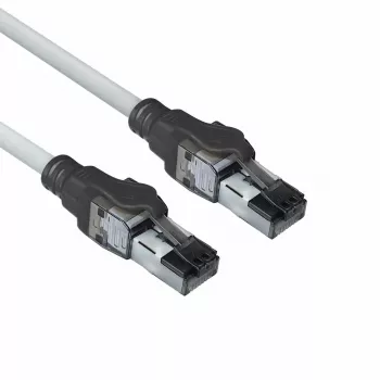 ACT sivý 3 metre S/FTP CAT6A IDC 4PPoE / PoE++ 100W LSZH patch kábel bez zaistenia s RJ45 konektormi