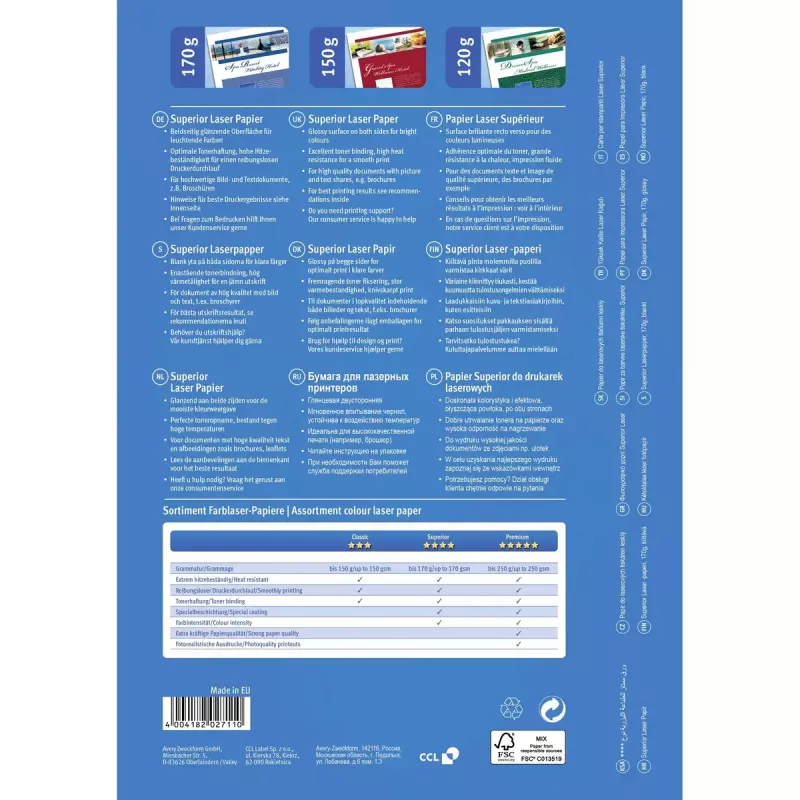 Fotopapier A4 Avery Premium Colour Laser 170 g/m² lesklý biely 1298