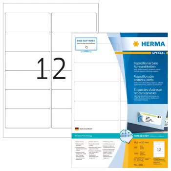 Adresné etikety HERMA odnímateľné A4 99,1x42,3 mm 1200 kusov