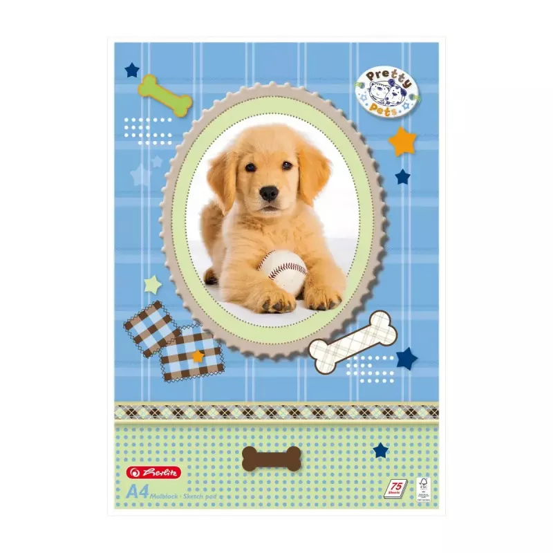 Herlitz Pretty Pets maliarsky blok A4, 75 listov, 70 g/m2, rôzne dizajny, balenie po 5 kusov