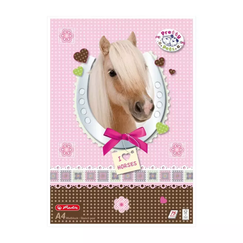 Herlitz Pretty Pets maliarsky blok A4, 75 listov, 70 g/m2, rôzne dizajny, balenie po 5 kusov