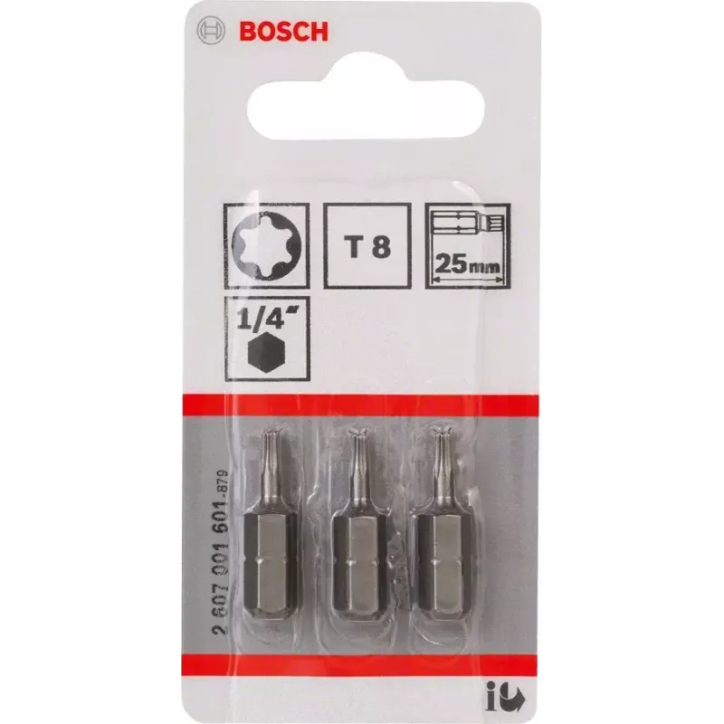 Bosch 2607001601 bit skrutkovača Torx T8, extra tvrdý, C 6,3, 3 ks