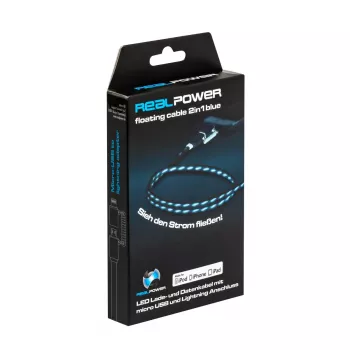 USB-A/Lightning kábel RealPower 0,75 m čierny/modrý