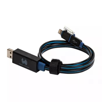USB-A/Lightning kábel RealPower 0,75 m čierny/modrý