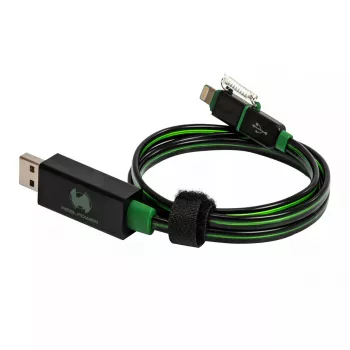 USB-A/Lightning kábel RealPower 0,75 m čierny zelený