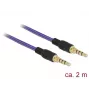 DeLOCK 85599 audio kábel, 4-pólový mini konektor (M) na 4-pólový mini konektor (M), 2 m, fialový