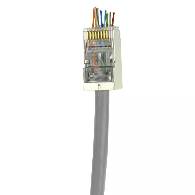 ACT RJ45 (8P/8C) CAT6 easyconnect chránený modulárny konektor pre okrúhly kábel s pevnými alebo flexibilnými vodičmi