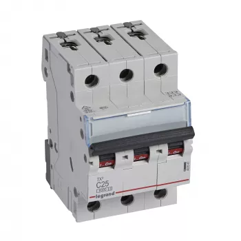 Istič Legrand Tx3 C25A 3-pólový 6kA 3-modulový (MPN 403547)