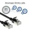 ACT čierny 0,25 metra LSZH U/FTP CAT6A DataCenter Slimline patch kábel snagless s RJ45 konektormi