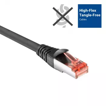 ACT čierny 7 metrov CAT6A U/FTP PVC vysoko flexibilný, nezamotávajúci sa patch kábel s RJ45 konektormi