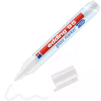 Sklenený marker Edding 95 okrúhly hrot biely