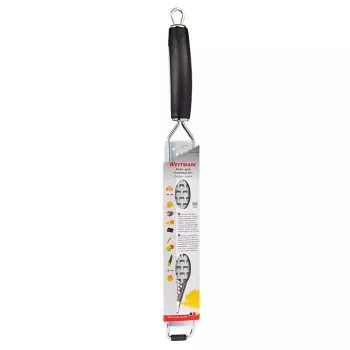 Ploché strúhadlo Westmark Technicus‑Pro, čepele z nehrdzavejúcej ocele, čierne plastové telo, šírka 36 mm, dĺžka 399 mm