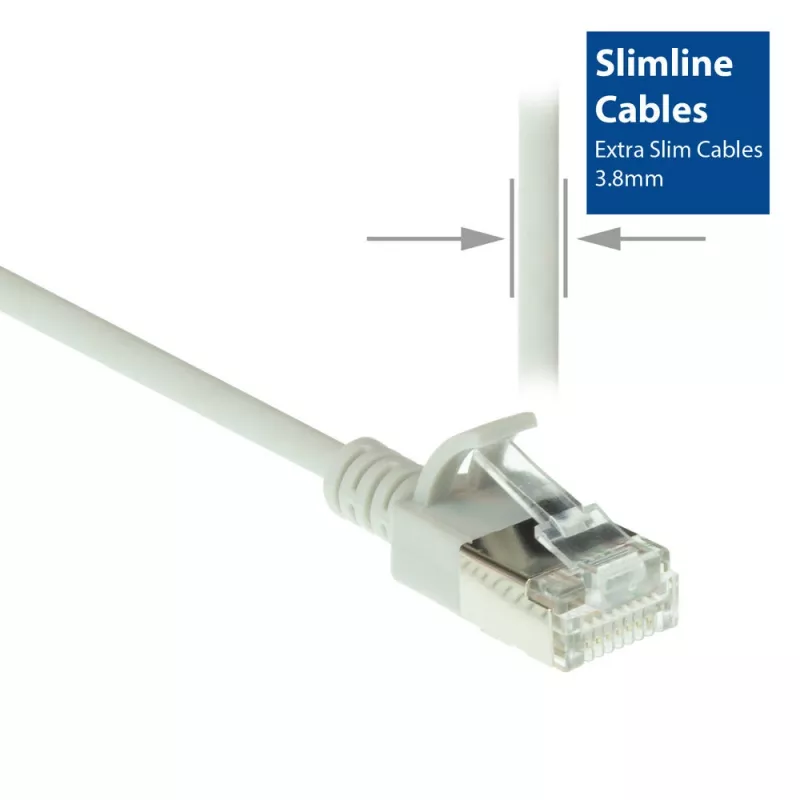 ACT sivý 7 metrov LSZH U/FTP CAT6A slimline patch kábel pre dátové centrum snagless s RJ45 konektormi