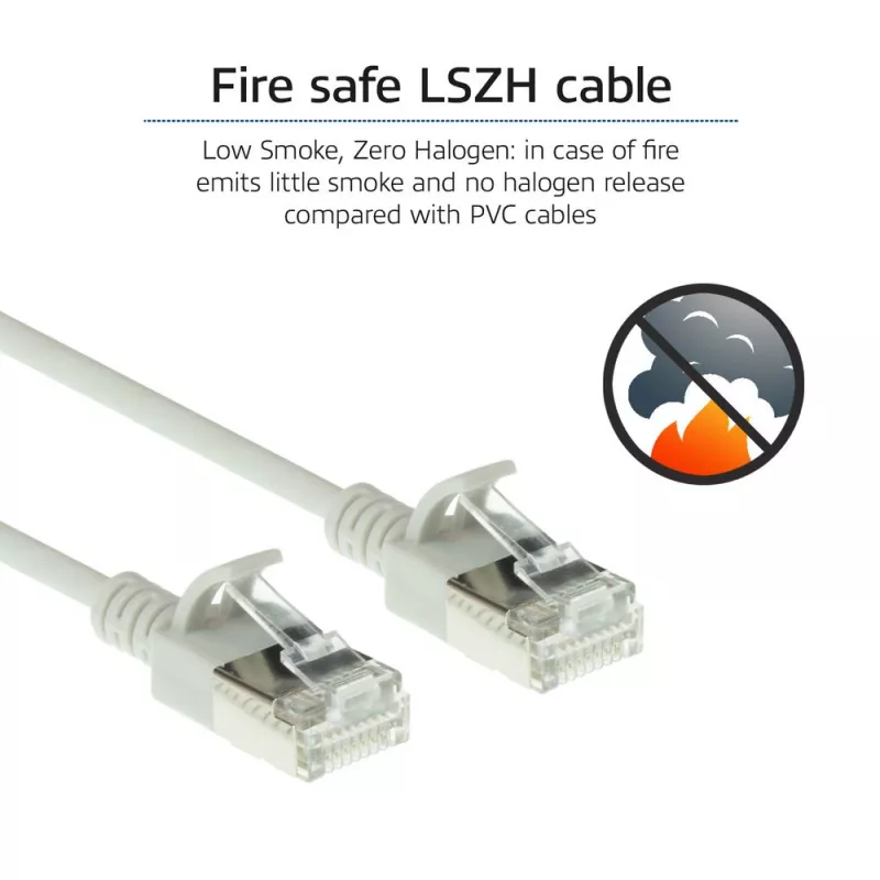 ACT sivý 7 metrov LSZH U/FTP CAT6A slimline patch kábel pre dátové centrum snagless s RJ45 konektormi