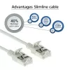 ACT sivý 10 m LSZH U/FTP CAT6A slimline patch kábel pre dátové centrum bez zaťahovacej poistky s RJ45 konektormi