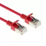 ACT červený 10 m LSZH U/FTP CAT6A slimline patch kábel pre dátové centrum s RJ45 konektormi