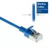ACT modrý 7 m LSZH U/FTP CAT6A slimline patch kábel pre dátové centrum s ochranou zaťahovacej poistky a RJ45 konektormi