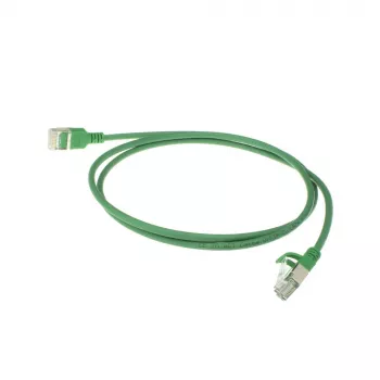 ACT zelený 7 m LSZH U/FTP CAT6A slimline patch kábel pre dátové centrum s ochranou zaťahovacej poistky a RJ45 konektormi