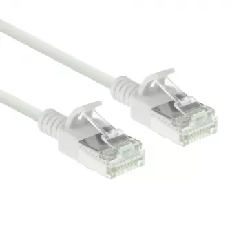 ACT biely 0,5 m LSZH U/FTP CAT6A slimline patch kábel pre dátové centrum bez zaťahovacej poistky s RJ45 konektormi