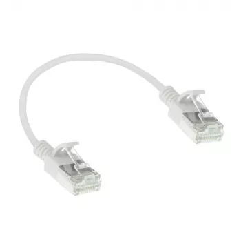 ACT biely 0,5 m LSZH U/FTP CAT6A slimline patch kábel pre dátové centrum bez zaťahovacej poistky s RJ45 konektormi
