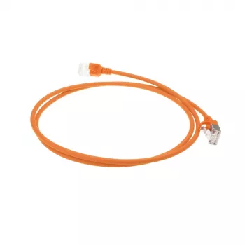 ACT oranžový 5 metrov LSZH U/FTP CAT6A slimline patch kábel pre dátové centrum s RJ45 konektormi