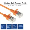 ACT oranžový 10 m LSZH U/FTP CAT6A Datacenter Slimline patch kábel, bez zaistenej západky, s RJ45 konektormi