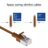 ACT hnedý 7-metrový LSZH U/FTP CAT6A Slimline patch kábel pre dátové centrum s RJ45 konektormi a ochranou západky