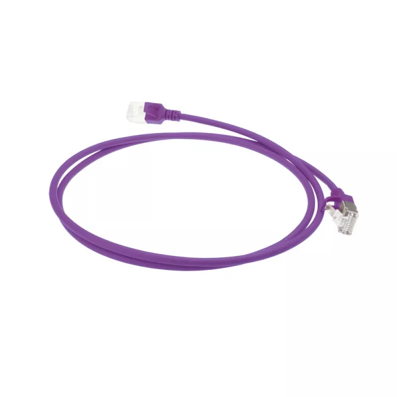 ACT fialový 3 m LSZH U/FTP CAT6A Datacenter Slimline patch kábel snagless s RJ45 konektormi