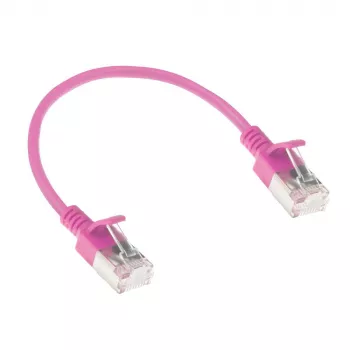 ACT ružový 0,5 m LSZH U/FTP CAT6A Data Center Slimline patch kábel snagless s RJ45 konektormi