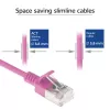 ACT ružový 0,5 m LSZH U/FTP CAT6A Data Center Slimline patch kábel snagless s RJ45 konektormi