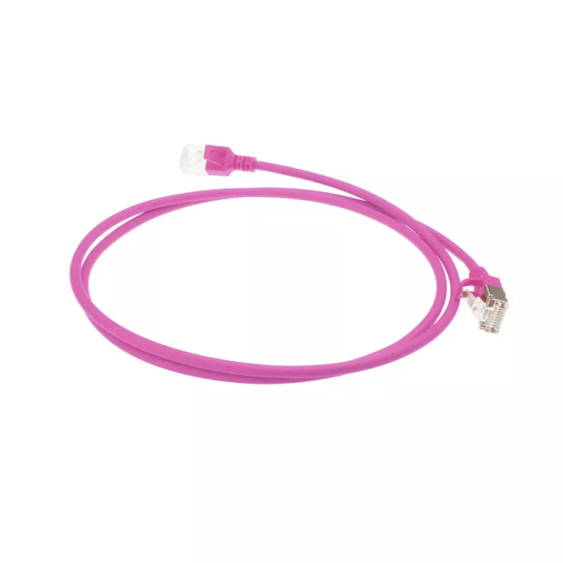 ACT ružový 1 meter LSZH U/FTP CAT6A Datacenter Slimline patch kábel s RJ45 konektormi