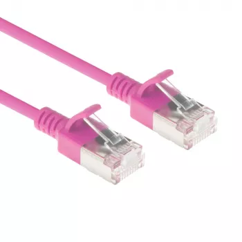 ACT ružový 1,5 m LSZH U/FTP CAT6A Datacenter Slimline patch kábel snagless s RJ45 konektormi