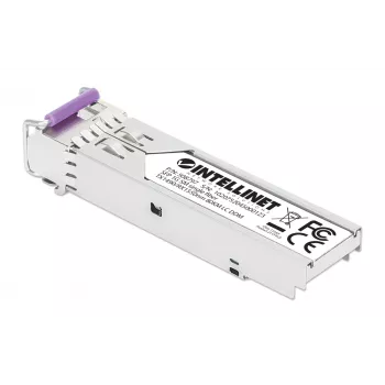 Intellinet Gigabit Fiber WDM Bi-Directional SFP optický transceiver modul 1000Base-BX-U (LC) single-mode port, 80 km, BiDi WDM (RX1550/TX1490), MSA-kompatibilný pre maximálnu kompatibilitu, strieborná