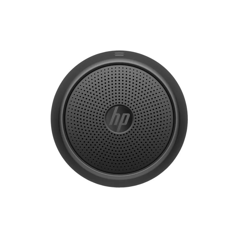 HP čierny Bluetooth reproduktor 360, káblový a bezdrôtový, mono prenosný reproduktor, čierny, valec, tlačidlá, univerzálny