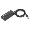 Manhattan USB-C dock/hub, porty (x4) s vypínačom pre každý port: USB-A (x4), 5 Gbps (USB 3.2 Gen1 známy aj ako USB 3.0), univerzálny pre všetky zariadenia, bus alebo AC napájanie (voliteľný konektor, nie je súčasťou balenia), kábel 1,5 m, SuperSpeed USB, čierna, záruka tri roky