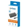 Manhattan USB-C dock/hub, porty (x4) s vypínačom pre každý port: USB-A (x4), 5 Gbps (USB 3.2 Gen1 známy aj ako USB 3.0), univerzálny pre všetky zariadenia, bus alebo AC napájanie (voliteľný konektor, nie je súčasťou balenia), kábel 1,5 m, SuperSpeed USB, čierna, záruka tri roky