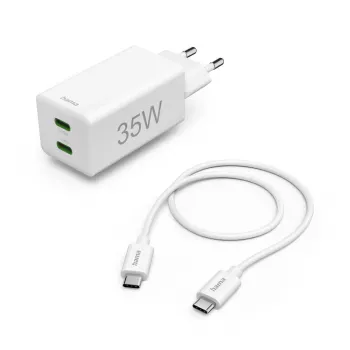 Hama 00125116 nabíjačka pre mobilné zariadenia powerbank, smartphone, tablet biela AC rýchle nabíjanie interiér