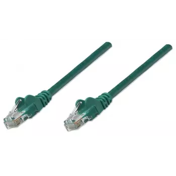 Intellinet sieťový patch kábel, Cat5e, 1 m, zelený, CCA, U/UTP, PVC, RJ45, pozlátené kontakty, ochrana aretačnej západky, zalisovaná ochrana proti zlomeniu, doživotná záruka