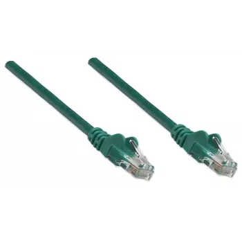 Intellinet sieťový patch kábel, Cat5e, 1 m, zelený, CCA, U/UTP, PVC, RJ45, pozlátené kontakty, ochrana aretačnej západky, zalisovaná ochrana proti zlomeniu, doživotná záruka