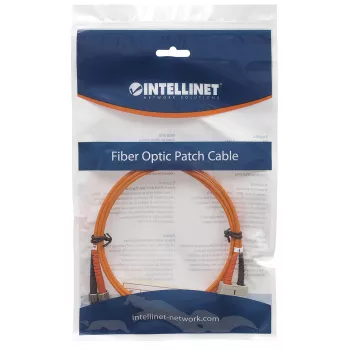 Intellinet optický patch kábel, OM2, ST/SC, 3 m, oranžový, duplex, multimode, 50/125 µm, LSZH, optické vlákno, doživotná záruka