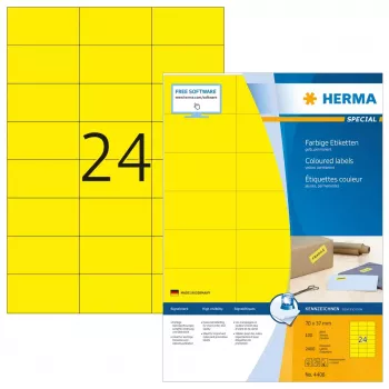 HERMA farebné etikety A4 70x37 mm žlté papier matné 2400 kusov