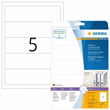 Zadné etikety HERMA 5032 A4 190x54 mm biela kartón perforovaný nelepiaci