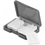Box na pamäťové karty GOOBAY 95349 — pojme 4 karty, kompatibilný s SD/MicroSD/MMC, sivo-transparentný plast